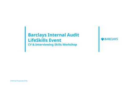 Barclays Internal Audit LifeSkills Event CV &