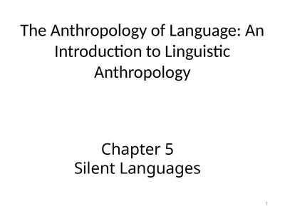 The Anthropology of Language: An Introduction to