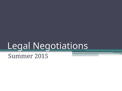 Legal Negotiations Summer 2015 Grades: Preparation