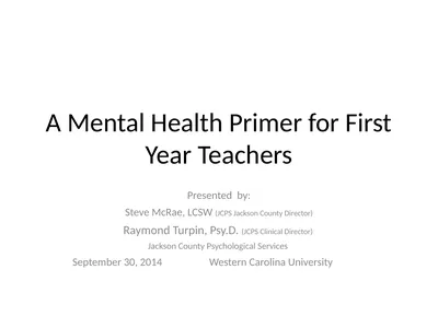 A Mental Health Primer for First Year Teachers