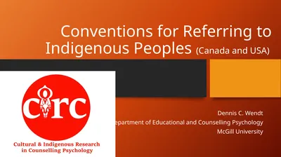 Conventions for Referring to Indigenous Peoples