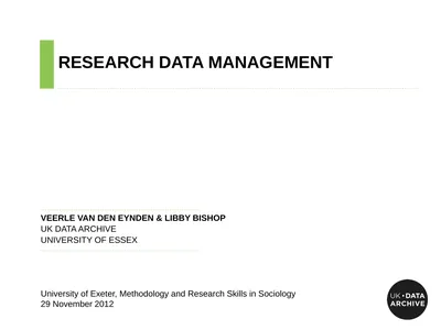 RESEARCH DATA MANAGEMENT