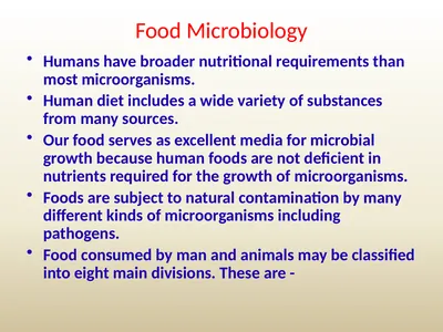 Food Microbiology Humans have broader nutritional