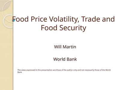 Food Price Volatility, Trade and Food Security