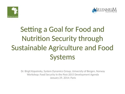 Setting a Goal for Food and Nutrition Security