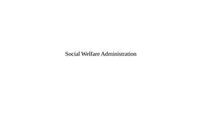 Social Welfare Administration Social Welfare