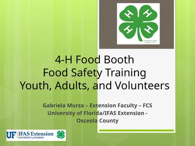4-H Food Booth Food Safety Training Youth, Adults,