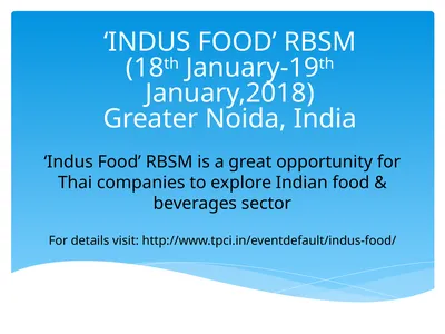 ‘INDUS FOOD’ RBSM (18th January-19th January,2018)