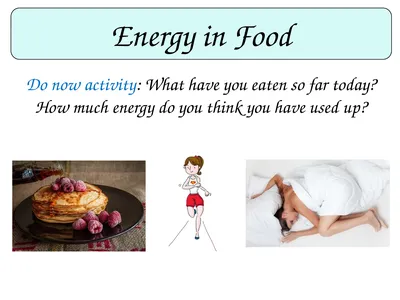 Energy in Food Do now activity: What have you