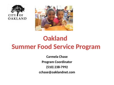 Oakland Summer Food Service Program Carmela Chase