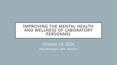 Improving the Mental Health and Wellness of