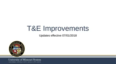 T&E Improvements Updates effective 07/01/2018