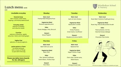 *All menus are subject to change due to
