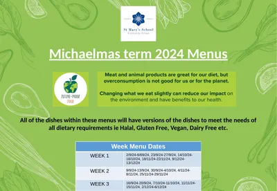 Michaelmas term 2024 Menus All of the dishes