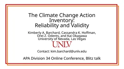 The Climate Change Action Inventory: Reliability