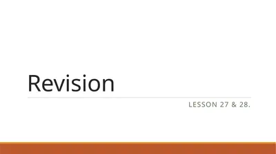 Revision Lesson 27 & 28. Revision Semester 1