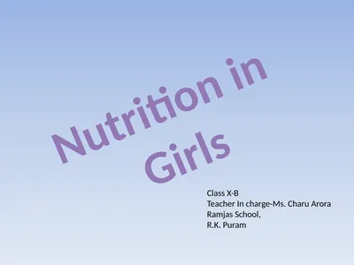 Nutrition in Girls Class X-B Teacher In charge-Ms.
