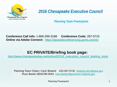 1 2016 Chesapeake Executive Council Planning Team