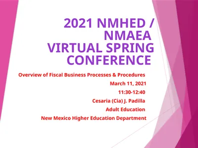 2021 NMHED / NMAEA VIRTUAL SPRING CONFERENCE