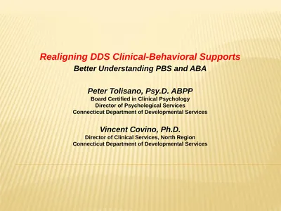 Realigning DDS Clinical-Behavioral Supports Better