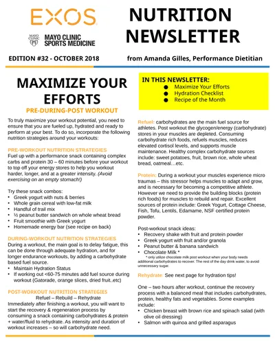 NUTRITION NEWSLETTER IN THIS NEWSLETTER: Maximize