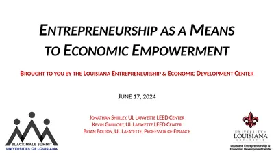 Entrepreneurship as a Means to Economic