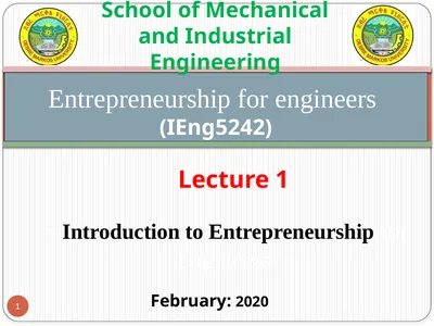 : Introduction to Entrepreneurship for engineers 1