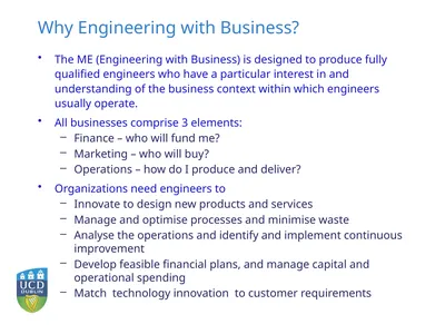 Why Engineering with Business? The ME (Engineering