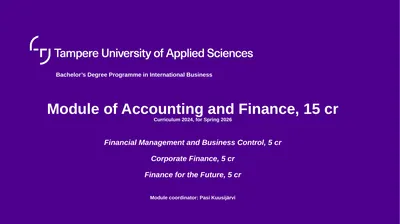 Module of Accounting and Finance, 15 cr Curriculum