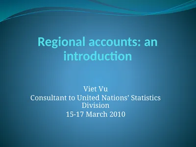 Regional accounts: an introduction Viet Vu