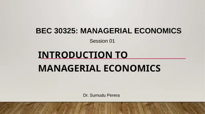 BEC 30325: MANAGERIAL ECONOMICS Introduction to