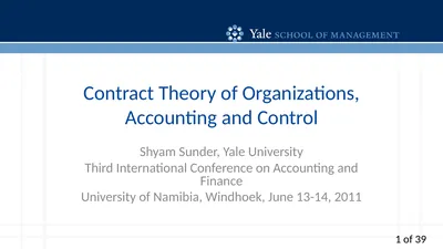 Contract Theory of Organizations, Accounting and