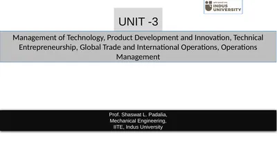 UNIT -3 Management of Technology, Product