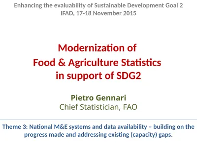 Modernization of Food & Agriculture Statistics in