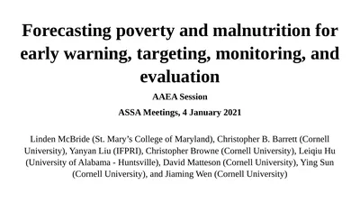 Forecasting poverty and malnutrition for early