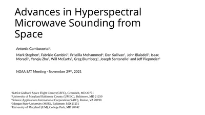 Advances in Hyperspectral Microwave Sounding from
