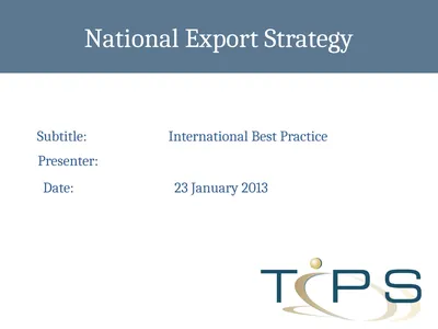 National Export Strategy Subtitle: International