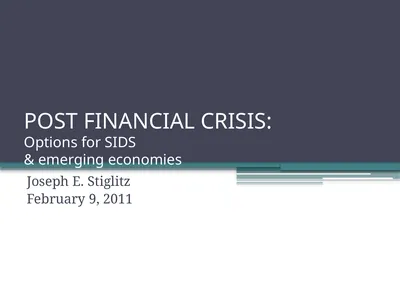 POST FINANCIAL CRISIS: Options for SIDS & emerging