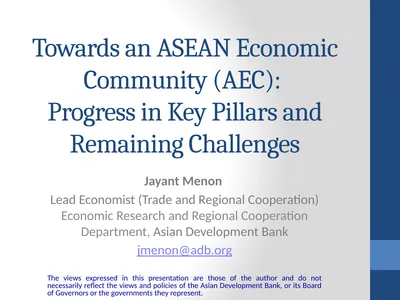 Towards an ASEAN Economic Community (AEC):