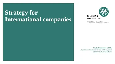 Strategy for International companies Ing. Šárka