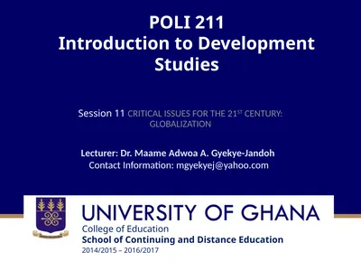 POLI 211 Introduction to Development Studies