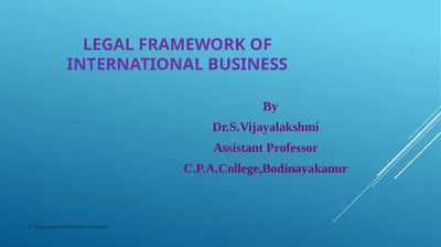 Legal Framework of International Business By