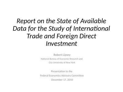 Report on the State of Available Data for the