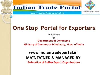One Stop Portal for Exporters An Initiative of