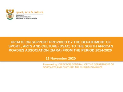 UPDATE ON SUPPORT PROVIDED BY THE DEPARTMENT OF