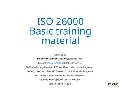 ISO 26000 Basic training material Published by ISO