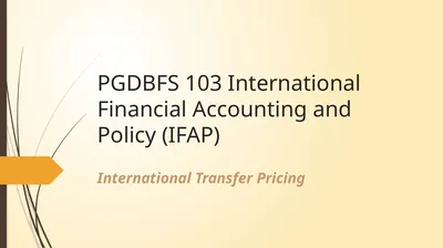 PGDBFS 103 International Financial Accounting and