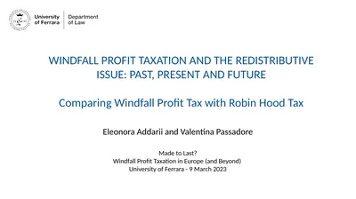 WINDFALL PROFIT TAXATION AND THE REDISTRIBUTIVE