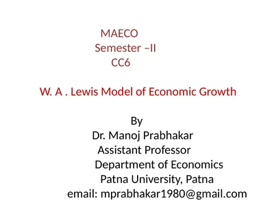 MAECO Semester –II CC6 W. A . Lewis Model of