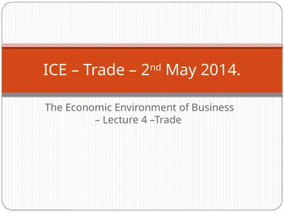 The Economic Environment of Business – Lecture 4